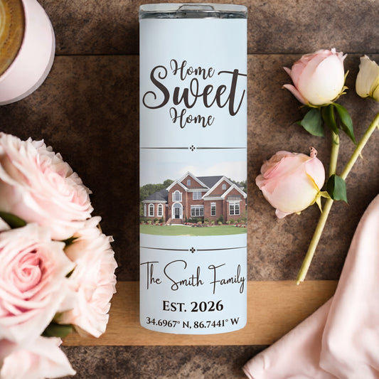 Custom House Watercolor 20oz Tumbler | New Home & Closing Gift